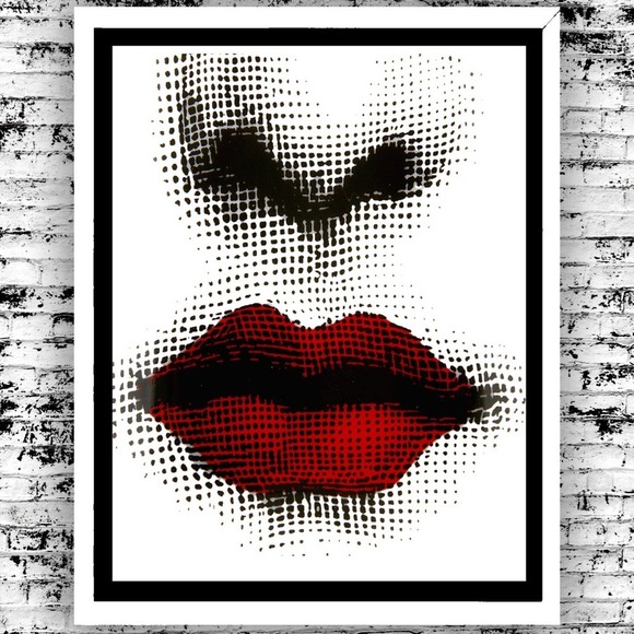 Art Print Sexy Red Lips Femme Fatale Bright Bold Wall Decor 8.5x11 - Picture 1 of 4
